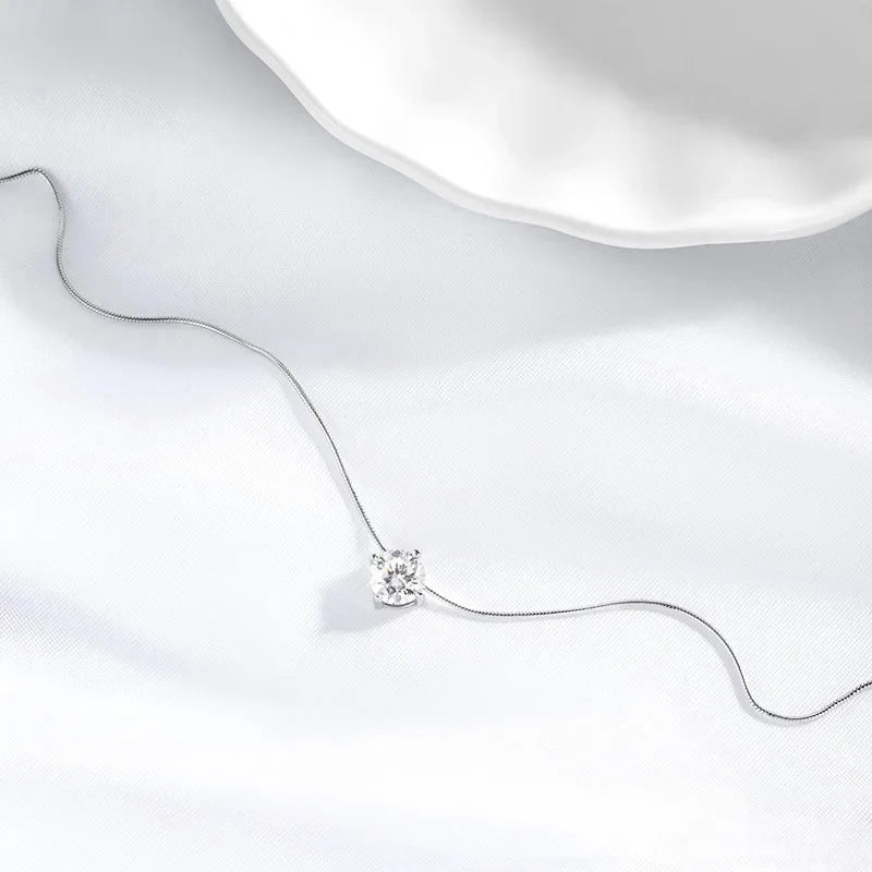 0.5-2CT D Color Certified Moissanite Necklace for Women Sparkling Lab Diamond 100% 925 Sterling Silver Pendants Wholesale