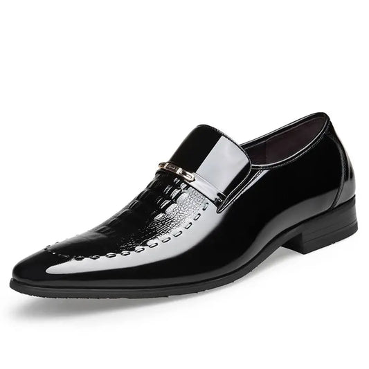 Men's Business Casual Leather Shoes Korean Style Pointed Toe Breathable Big Size Office Groomsmen Groom Wedding
