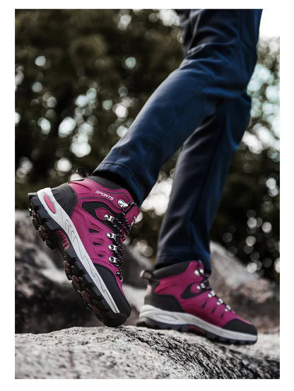 Outdoor Waterproof Hiking Boots Men's Women's Spring And Autumn Hiking Wear-resistant Mountain Sports Boots Hunting Sports Shoes