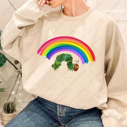 The Very Hungry Caterpillar Sweatshirt Cute Fnny Hungry Caterpillar Bookish Pullovers Man Women Retro Trend Cool Street Hoodies