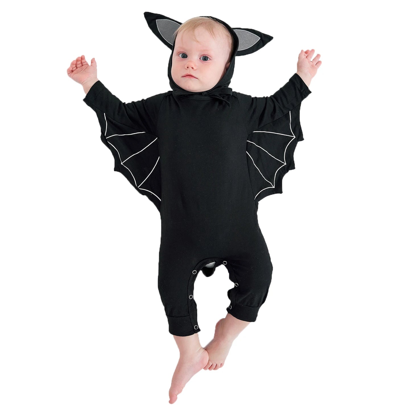 Halloween Baby Black Bat Costume Cosplay Romper Jumpsuit Infant Boys Girls Purim Party Carnival Fancy Dress Long Short Umorden