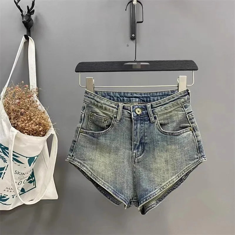 Skinny Denim Shorts, Hot Girl Y2k Ultra-short Washed Cuffed Jeans, Summer Clothes for Woman