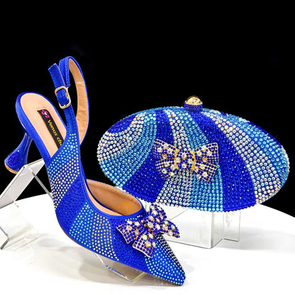 Italian Design Women's Shoes & Rhinestone Butterfly Bag – Perfect for Weddings & Bridal Accessories
