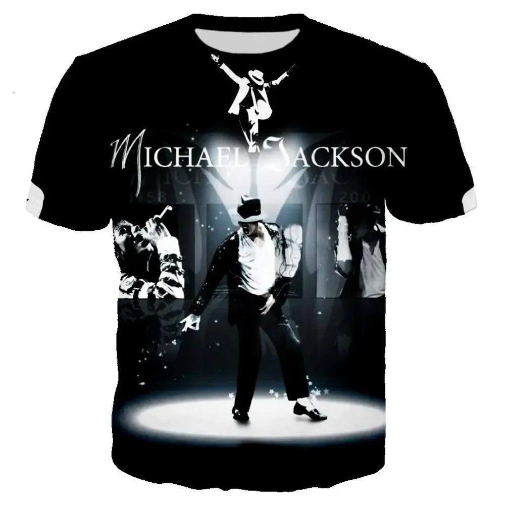Michael Jackson Printed 3D T-shirt Unisex Summer Casual Streetwear Hip Hop Short Sleeve Fashion Harajuku Oversized Tops