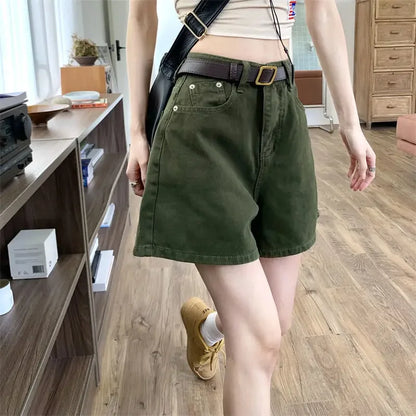 Wide Short Jean Pants Woman With Waist Pocket Denim Shorts for Women Korean Style Youthful Cheap Harajuku Fashion Outfits Jorts