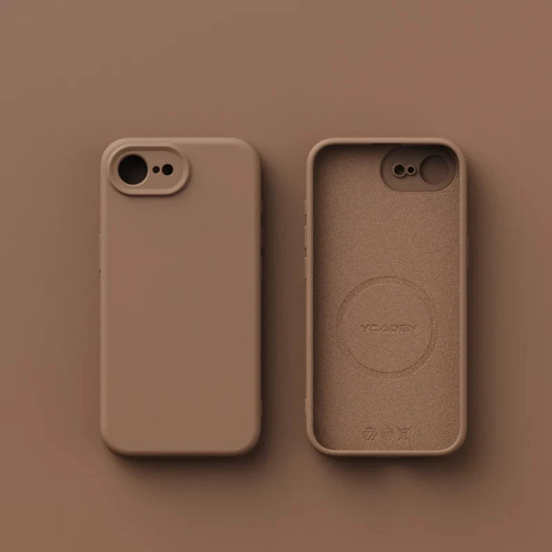حافظة هاتف فاخرة مغناطيسية أصلية من السيليكون السائل لهاتف iPhone 17E 16E غطاء خلفي بملمس جلدي غير لامع (فاندا)