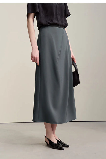 Women's Skirt 2026 Summer New Solid Color Wrinkle-Resistant Elegant Office Versatile Long Pleated Skirt For Women 12622145