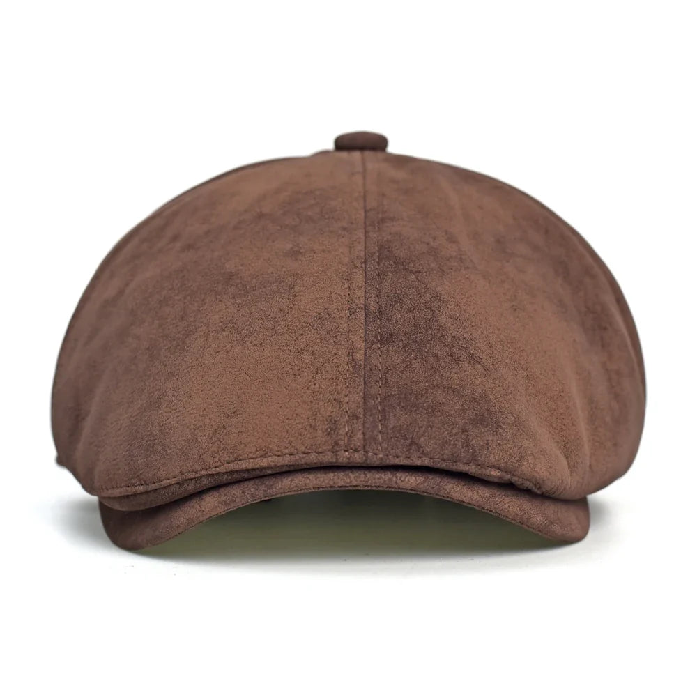 Autumn Winter Faux Leather Cap Newsboy Cap Hat Men Women Casual Beret Solid Cap PU  Leather Flat Caps Vintage