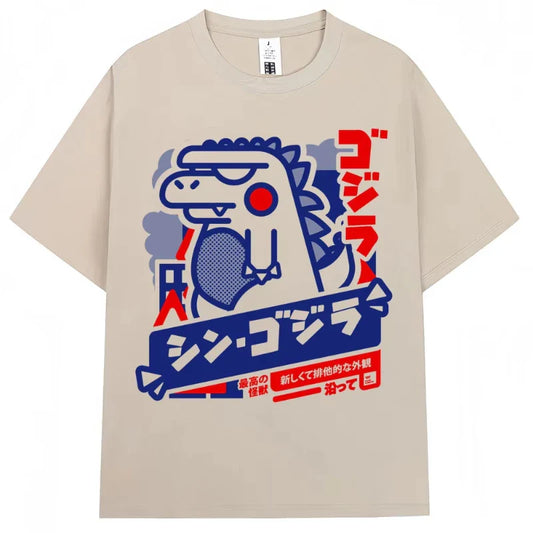 Japanese Style Hokkaido Wave Vintage T-shirt Men Women Harajuku Fashion High Quality T Shirts Oversized Cotton Summer Tee Shirt