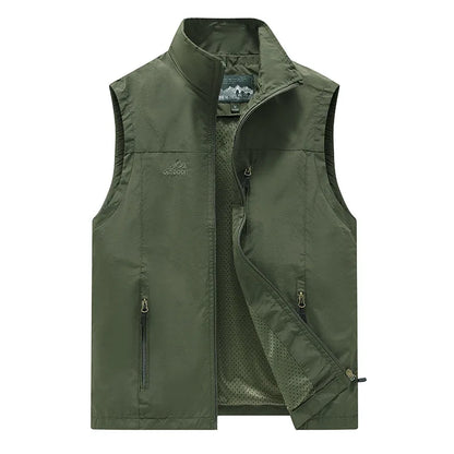 Spring New Men Waistcoat Outdoor Leisure Solid Color Vest Young Middle-aged Photography Fishing Casual Vest Jacket Male