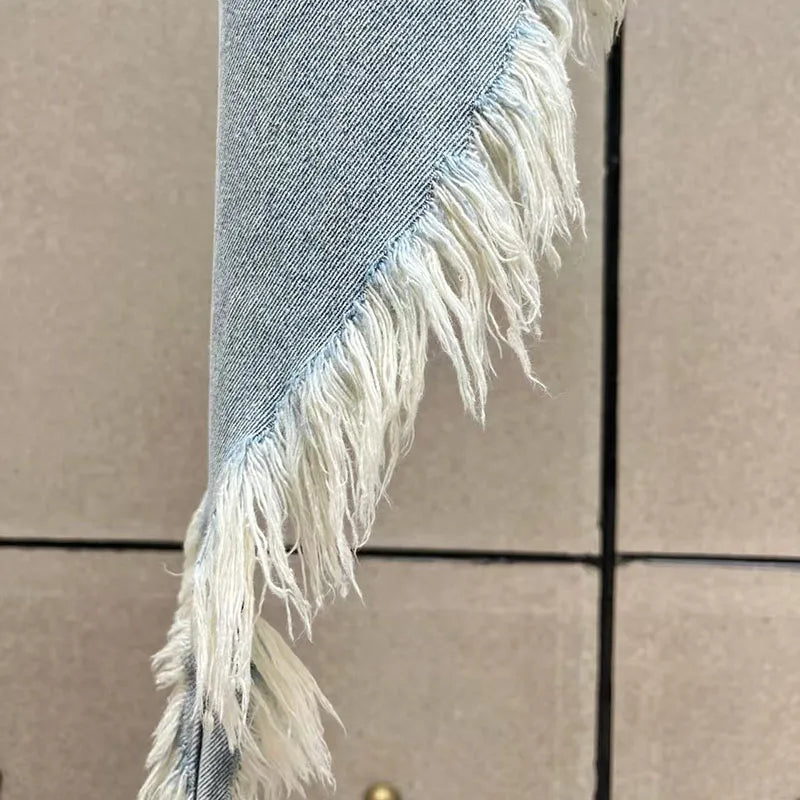 Women's Asymmetrical Frayed-Edge Denim Shorts, Casual and Versatile Commuter Skirt-Shorts, 2026, New Arrival, Y2K, Skirt