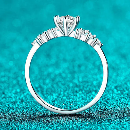 0.5ct 5mm Moissanite Ring for Women 925 Sterling Silver with White Gold Plated Lab Diamond Wedding Gemstone Bride Rings