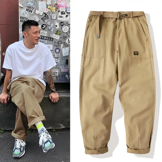 Trendy Versatile Workwear Pants Men American Retro Trousers Fashion Cargo Pants Man Straight Casual Baggy Pants