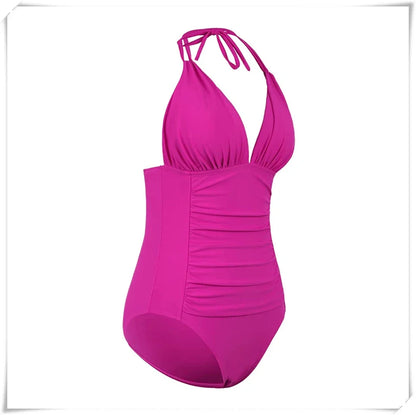 Ruched Wrinkled One Piece Swimsuit Women Swimwear Female Monokini Backless Swimsuits 2025 Bathing Suit Swim Beach Wear Bodysuit