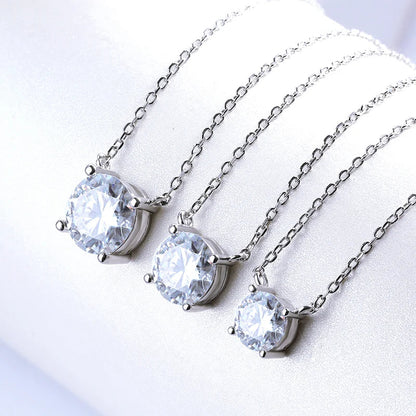 White Gold Plated 1-10CT Moissanite Necklace for Women Classic Four Claws Pendant Wedding Jewelry 925 Sterling Silver