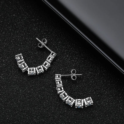 3-5mm Size Gradient Moissanite Drop Earrings for Women 925 Sterling Silver Long Tassel Diamond Stud Earring with Certificates
