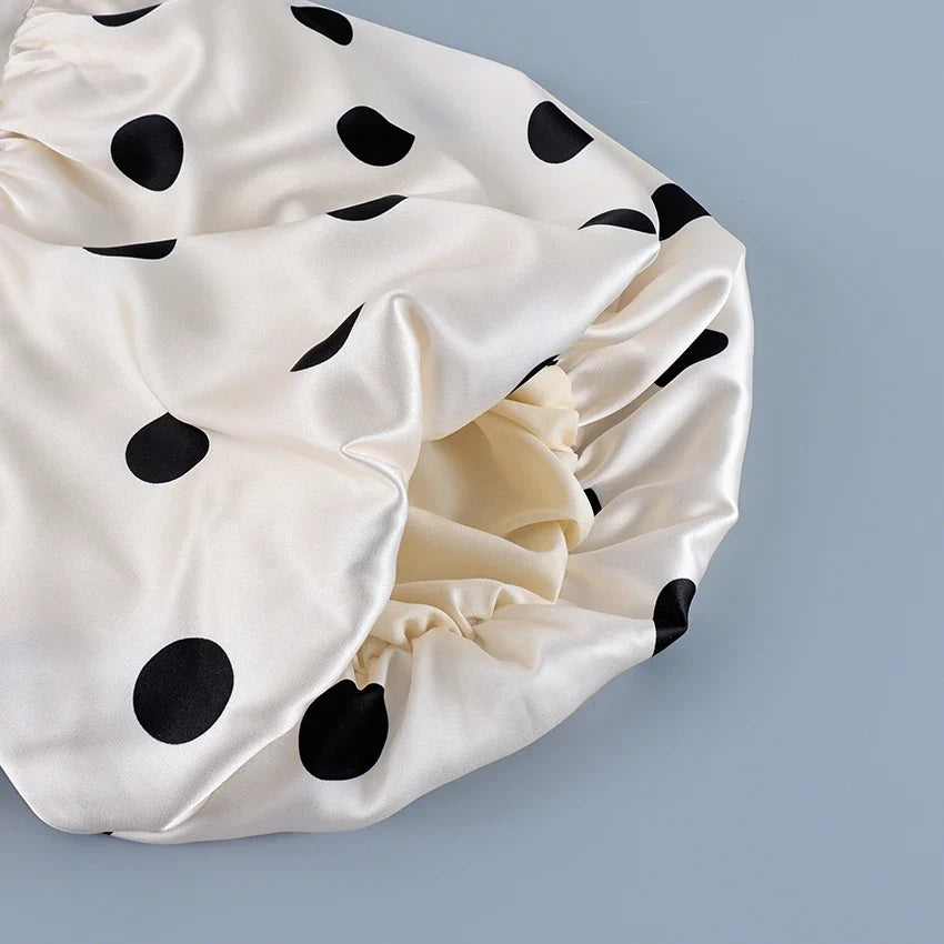 Vintage Polka Dot Puff Sleeve Woman Blouse 2026 Street Chic Ruched O Neck Shirts Female Summer Casual Ruffles Tops Women