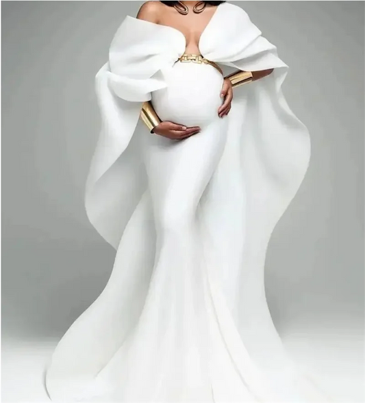 White Wrap Women Pregnant Wedding Prom Dress Sexy Off Shoulder Elegant Mermaid Maternity Bridal Evening Gown Customized Robe