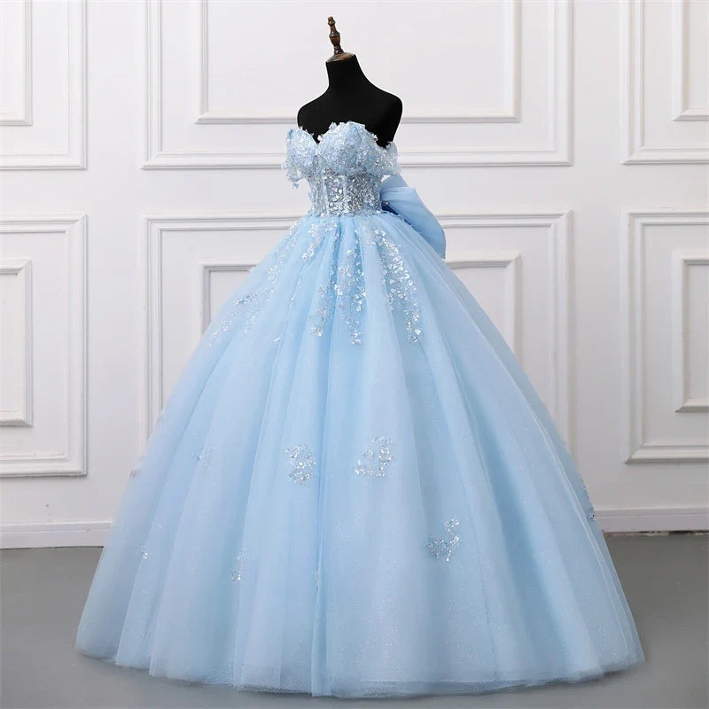 Shiny Party Dress 15 Quinceanera Dresses Ball Gown Glitter Prom Dress With Bow Tie High-end 15 Year Old Gown Customized 2025