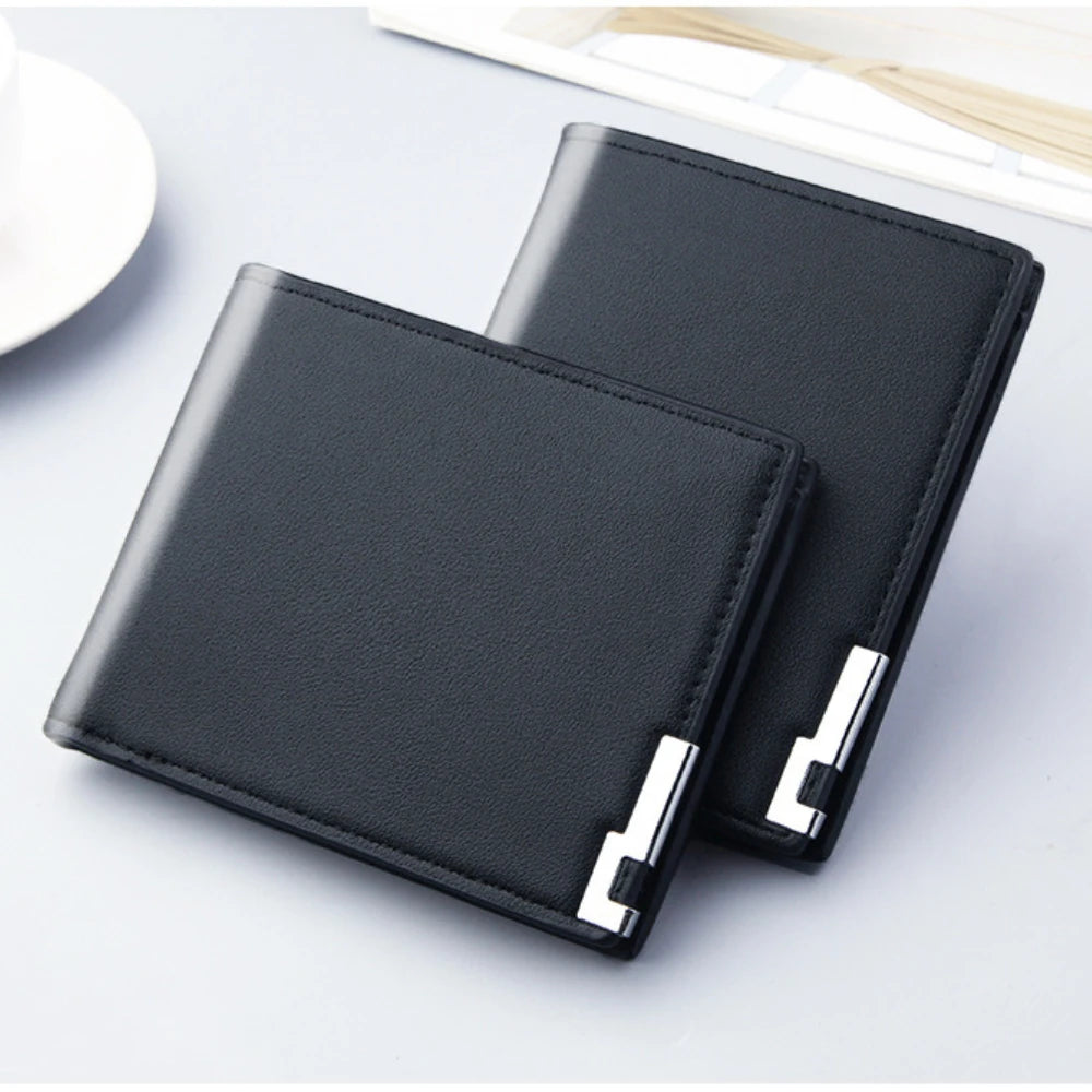 Short Men Wallets Card Holder Photo Holder Slim Male Print Wallet High Quality PU Leather Money Bag New Kpop Small Men's Purse