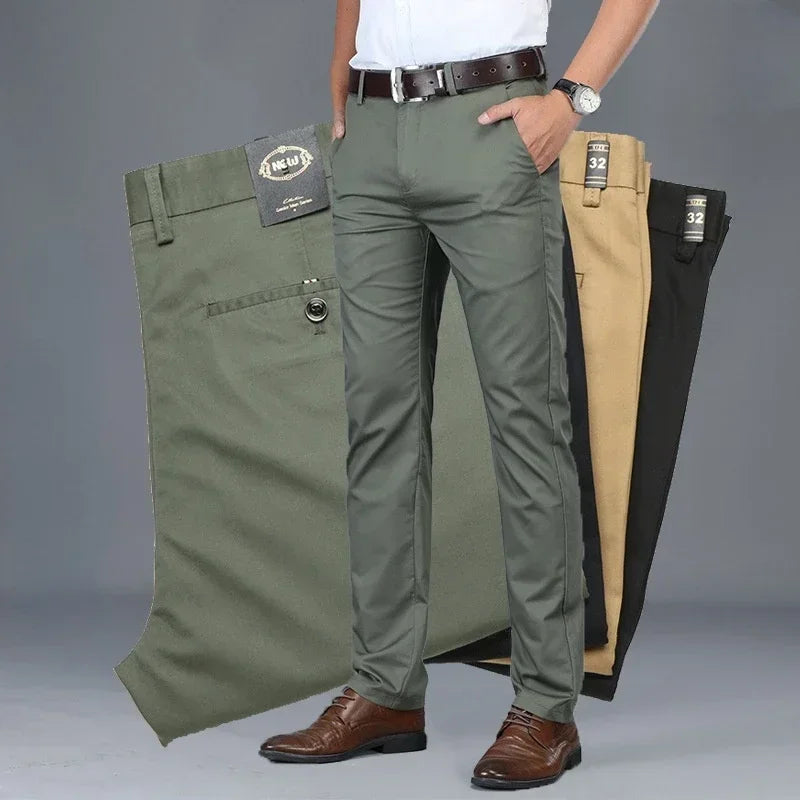 2026 Summer Thin Korean Style Business Casual Trousers for Men Stretch Soft Straight Leg Loose Fashionable Casual Pants Male