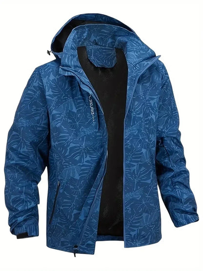 Men's Casual Lightweight Waterproof Windbreaker Jacket, Full Zip Up Hooded Shell Outdoor Hiking Coat For Autumn Size