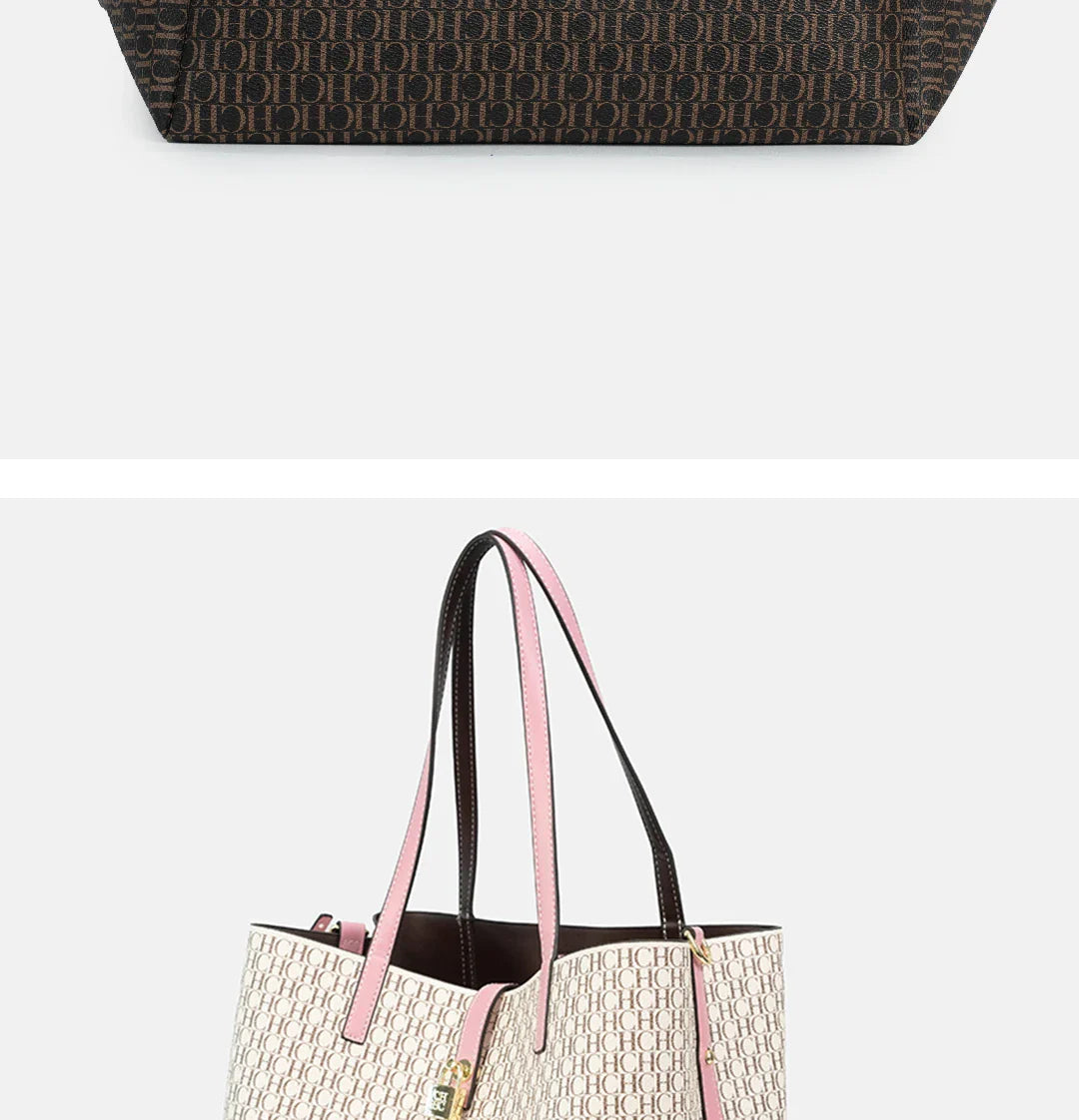 Women's Large Capacity Commuter Essential Shoulder Bag Multi functional Design Printed with Brand Pattern 2026 New Bucket Bag