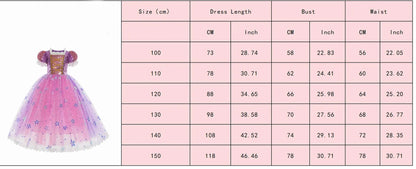 Rapunzel Short Sleeve Purple Puffy Dress + Accessories Girls Cosplay Rapunzel Summer Casual Dress Birthday Party Gift