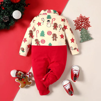Prowow 0-18M Baby Christmas Costume Cartoon Deer Jumpsuit With Santa Hat Christmas Baby Romper For Newborn New Year Costume