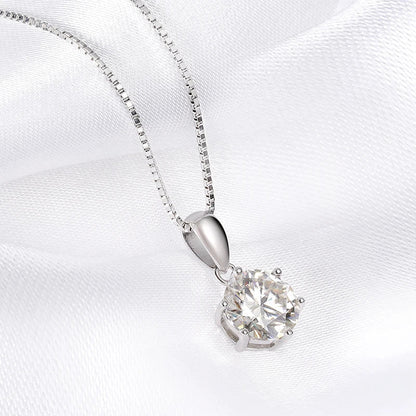 1CT 2CT D Color Moissanite Necklace for Women Flawless Sparkly Simulated Diamond Pendant Sterling Silver 925 Jewelry GRA