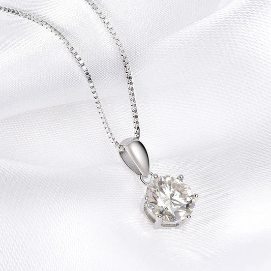 1CT 2CT D Color Moissanite Necklace for Women Flawless Sparkly Simulated Diamond Pendant Sterling Silver 925 Jewelry GRA