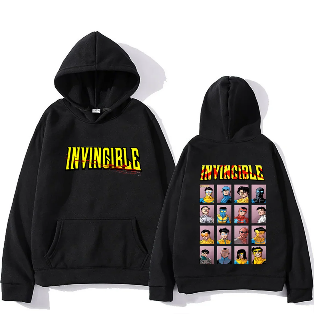 Invincible Mark Superhero Double Sided Printed hoodie Men Women's harajuku clothing Fleece Long Sleeve Anime hip hop streetwear