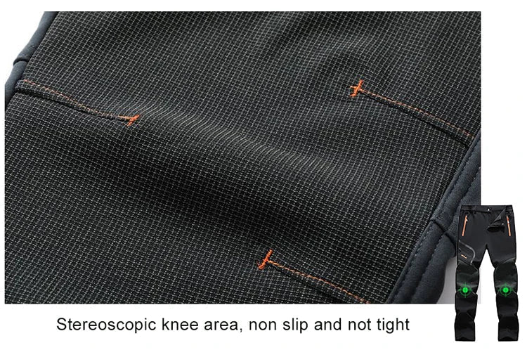 Men's Skiing Snow Pants Camping Fleece Lined Waterproof Winter Insulated Hiking Trekking Pant Outdoor Work Hunting