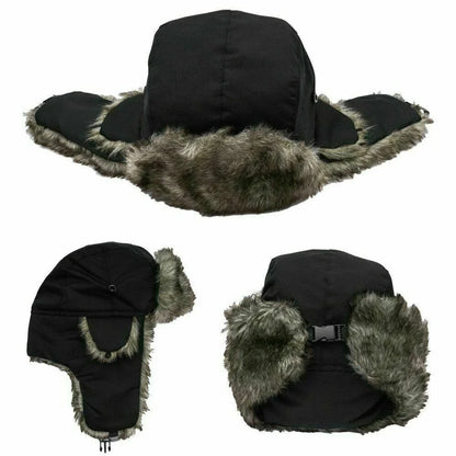 Warm Russian Aviator Trapper Cap with Earflap Outdoor Winter Knit Hat Unisex Stylish Cold Weather Headwear