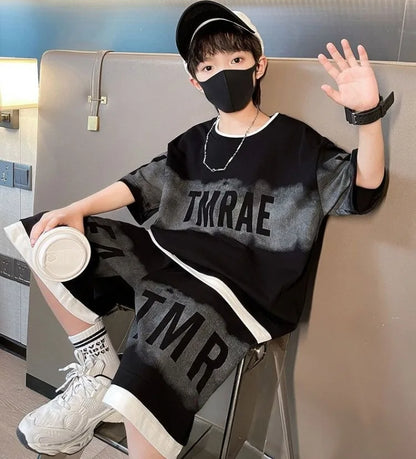 Short-sleeved Sportswear Boys Outfit Set Kids Boy Clothes Boy's Clothing Children's Sets 4 Years Baby Summer Junior Top Bottom