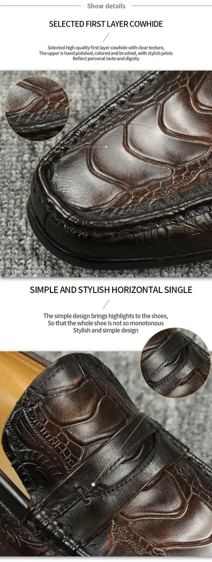 High Quality Casual One-step Loafers Genuine Leather Classic Leather Shoes Gentleman Dress Shoes Vintage Sapato Social Masculino