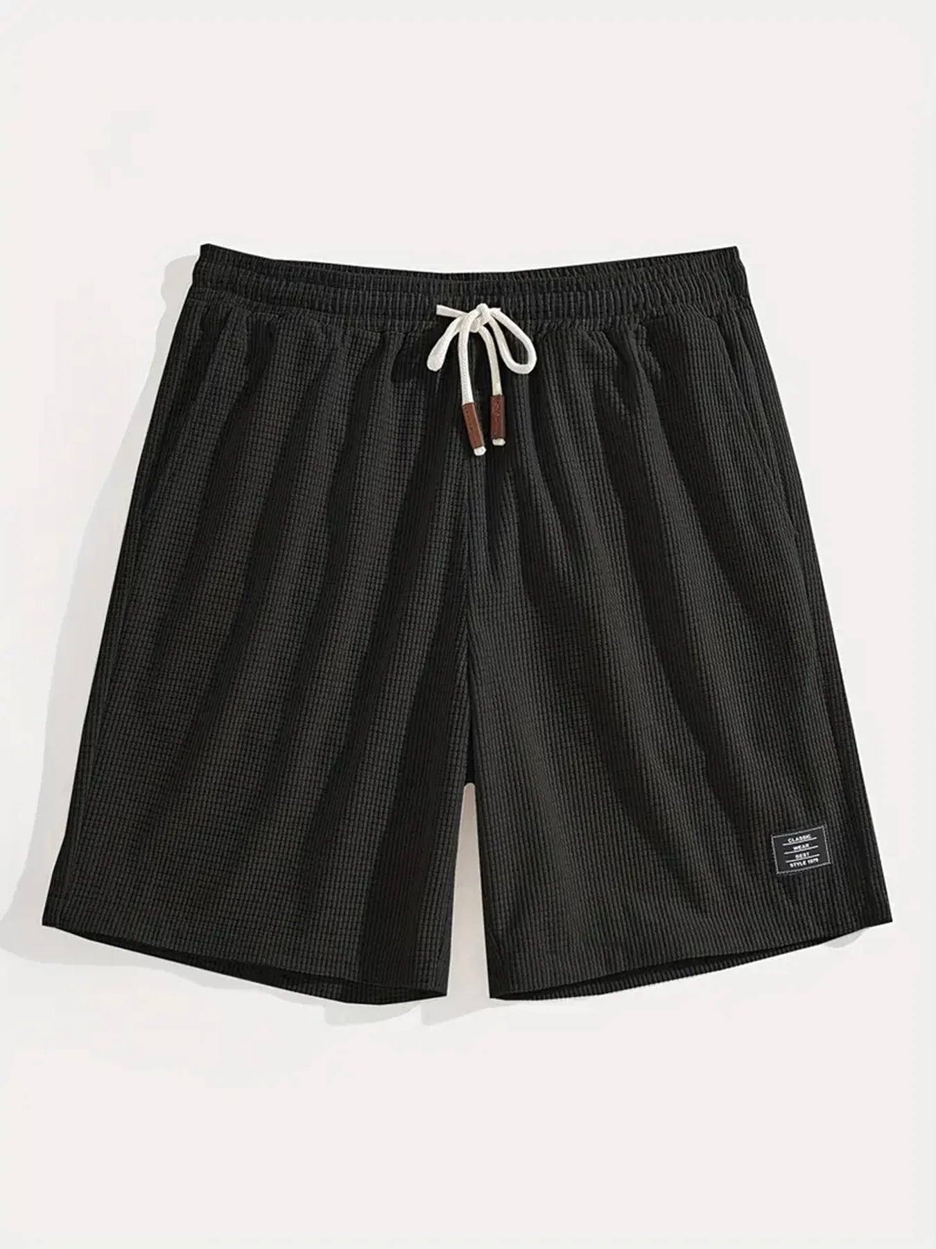 Men's Waffle Texture Shorts Summer Casual Sports Plus Size Loose Fit Knee-Length Shorts Male Oversized Streetwear Beach Pants