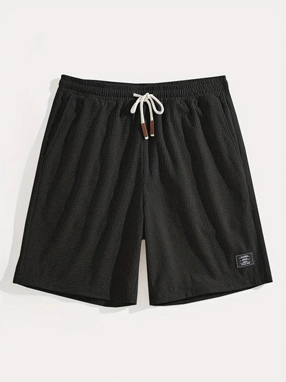 Men's Waffle Texture Shorts Summer Casual Sports Plus Size Loose Fit Knee-Length Shorts Male Oversized Streetwear Beach Pants