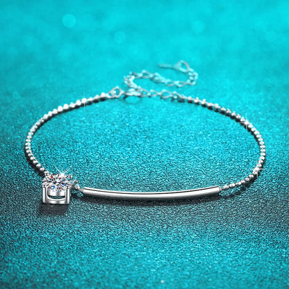 1CT Solitaire Moissanite Bracelets for Women D Color Simulated Diamond Bangles S925 Sterling Silver Jewelry Wedding Gift