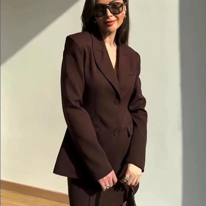 Women Elegant Blazer Chic Slim Lapel Long Sleeve Jackets 2025 Spring V Neck Buttons Cinch Waist Women's Jacket Office Lady Coat