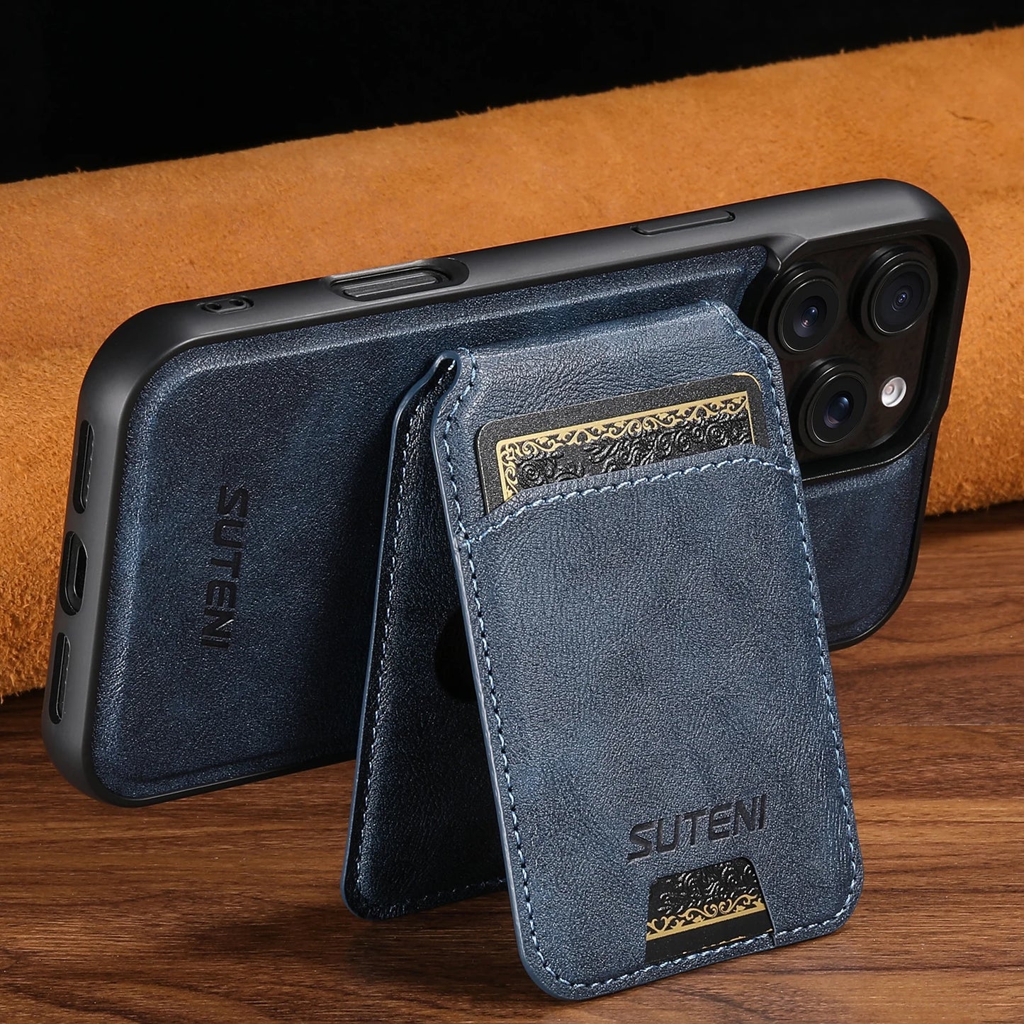 Wireless Charging Magnet PU Leather Phone Case Card Holder Stand For iPhone 17 Pro Max 16 Plus 15 Pro 13 12