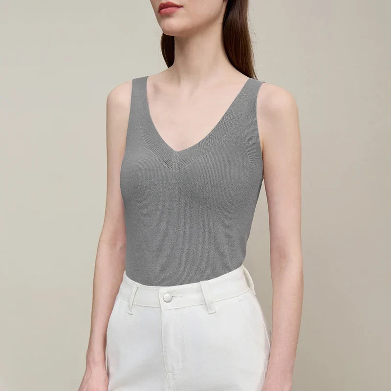 Women's Tank Top 2026 Summer New Solid Color Slim Fit Sleeveless Vest Casual Layering V-Neck Camisole For Women 12642062