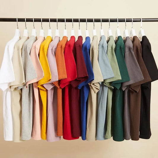 Men's Oversized T-Shirt 9.9oz 280 Grams Heavy High Quality Short Sleeve Cotton Tee Solid Color Unisex Streetwear