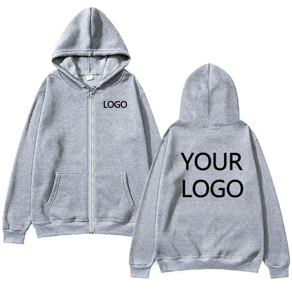 DIY Personalised customised logo, men's street hoodie, zip front sports sweatshirt, women's casual knitted hoodie, couple's gift