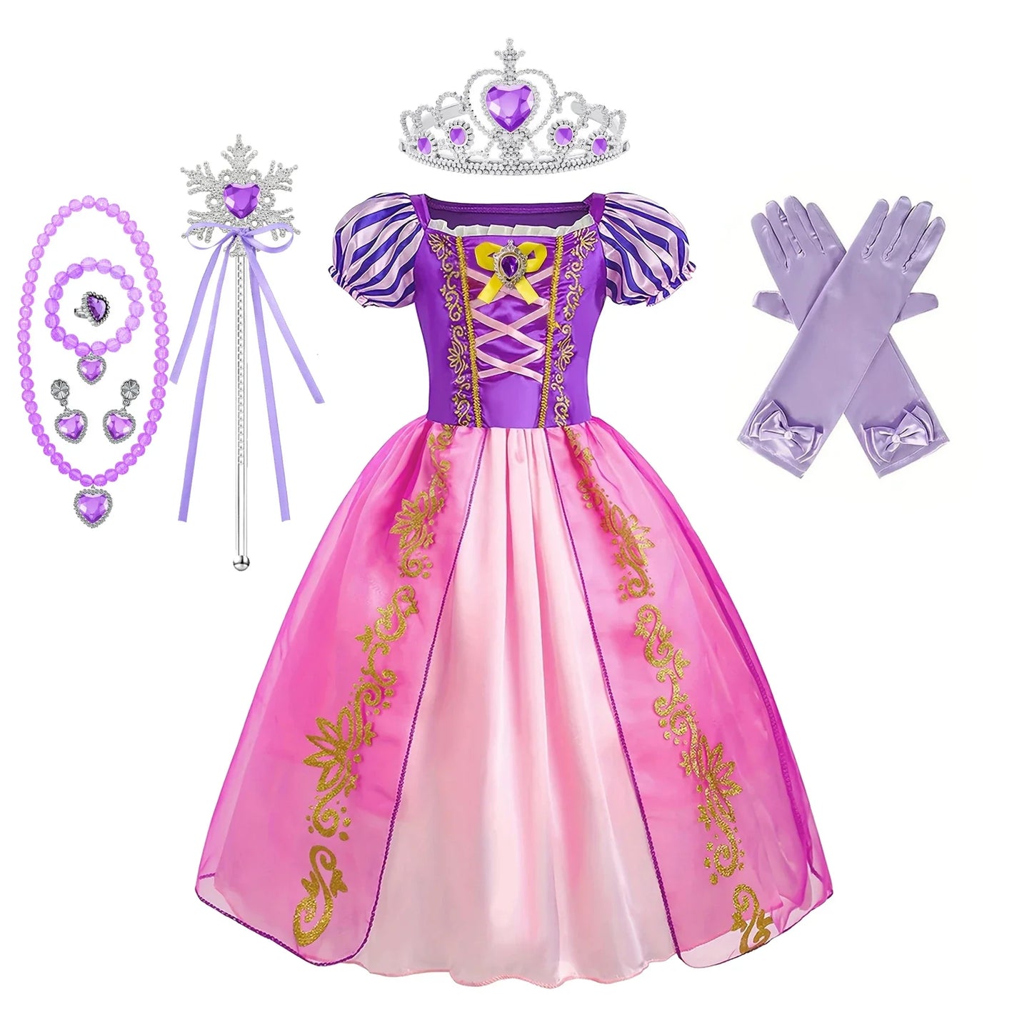 Girls Costume Children Cosplay Princess Dress Kids Halloween Birthday Pageant Party Rapunzel Dress Girl Carnival Tangled Clothes