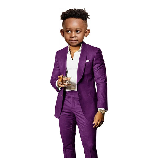 Many Colors Boys Regular Fit Suit Set 2 Pieces Jacket Pants Formal Banquet Outfit Handsome Comfortable Wedding Tuxedo For Kids