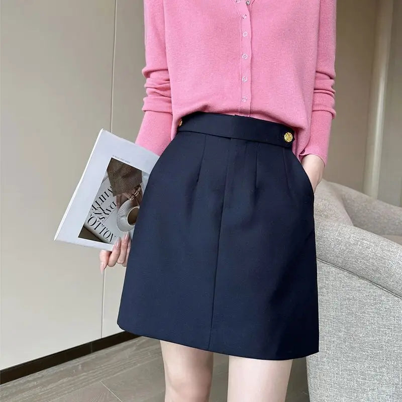 High end early autumn new fashionable small A-line skirt with buttocks wrapped, high-end gray half skirt  skirts