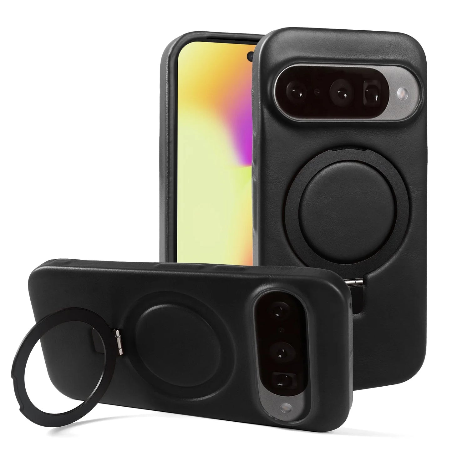 Luxury Magnetic Bracket Holder Genuine Leather Case For Google Pixel 10 Pro XL pixel10  8A 9pro 7A 6A 5A Full Wrapped Back Cover