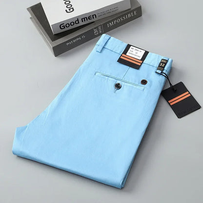 97% Cotton Straight Casual Pants Business formal Black Blue Stretch Mens Trousers Khaki Brown Mens Pants
