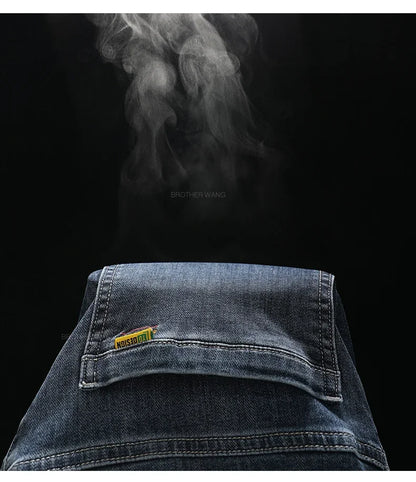 Spring Summer Thin Men's Classic Jeans Elastic Loose Straight Cotton Casual Denim Trousers Brand Clothing Business Male Pants